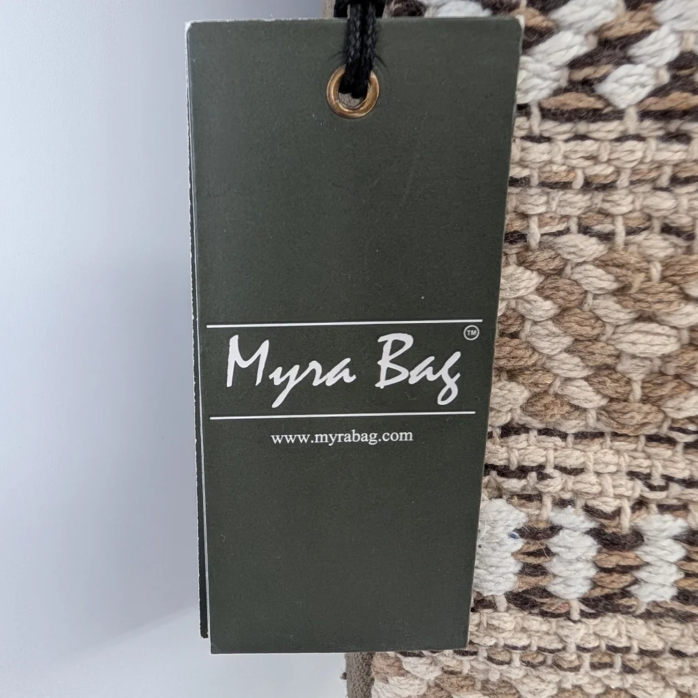 NWT Myra Bag Beige World Shoulder Bag S-2230 | Boho Canvas Leather Crossbody